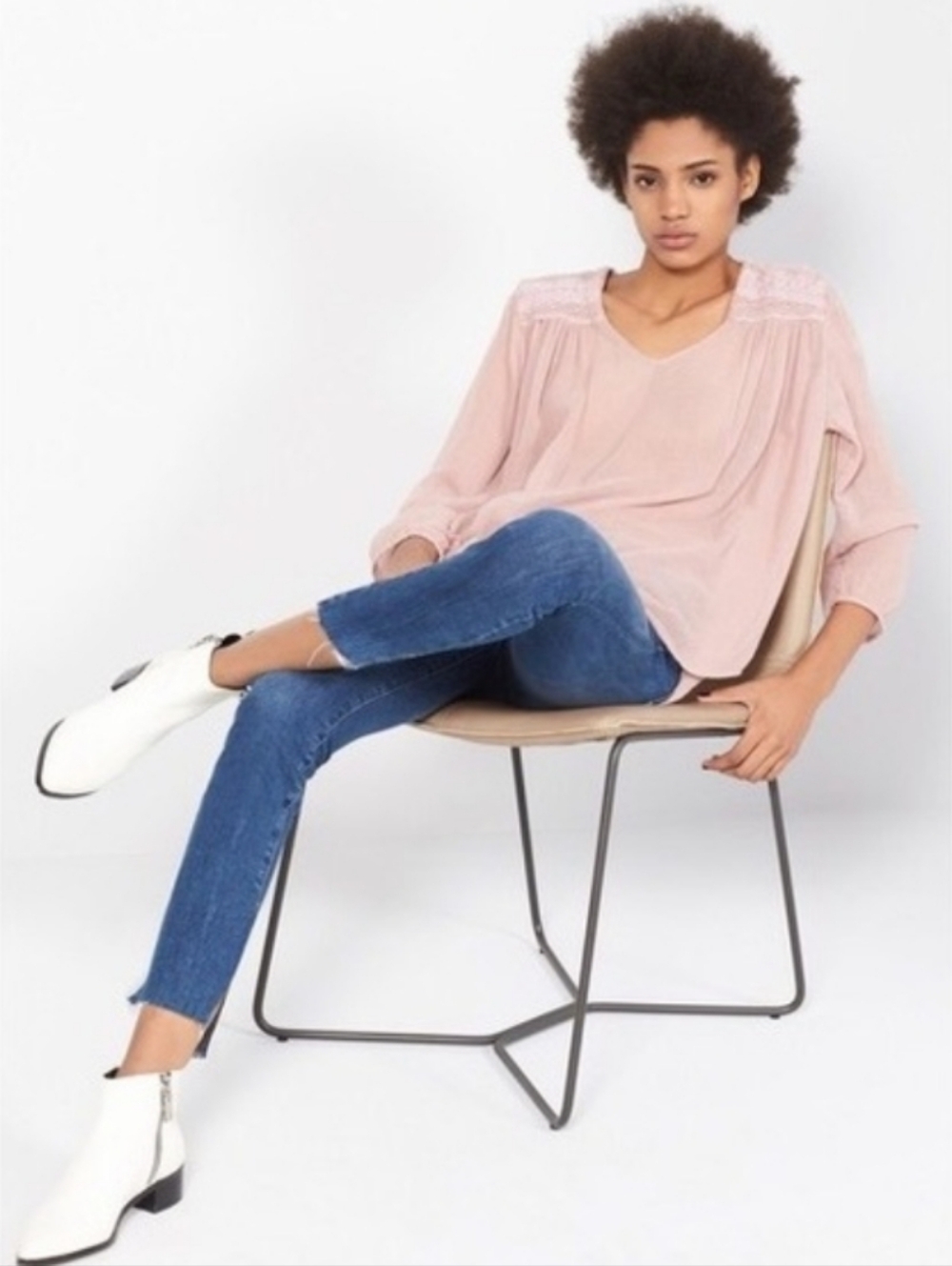 Current/Elliott Highwaist Stiletto Divina uneven Released Hem jeans Blue